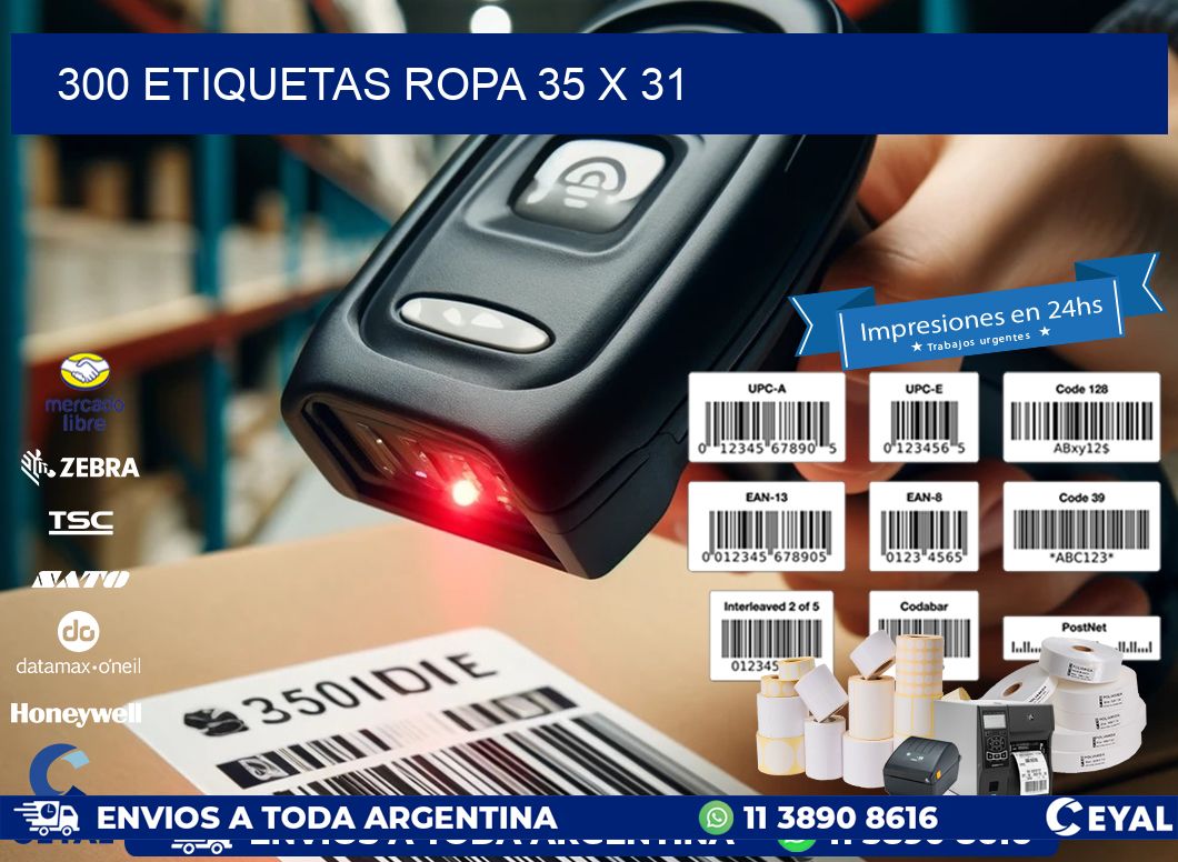 300 ETIQUETAS ROPA 35 x 31