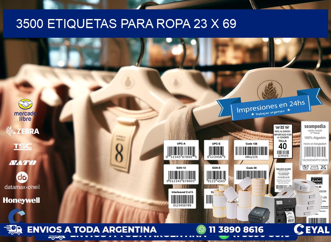 3500 ETIQUETAS PARA ROPA 23 x 69