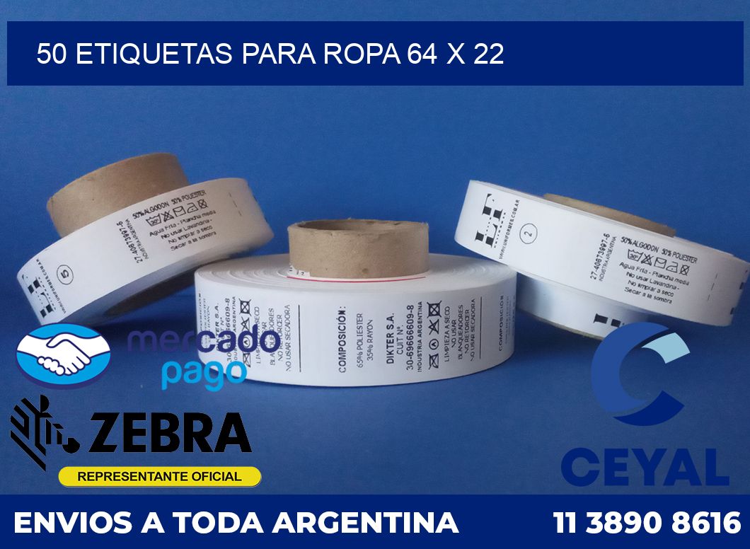 50 ETIQUETAS PARA ROPA 64 x 22