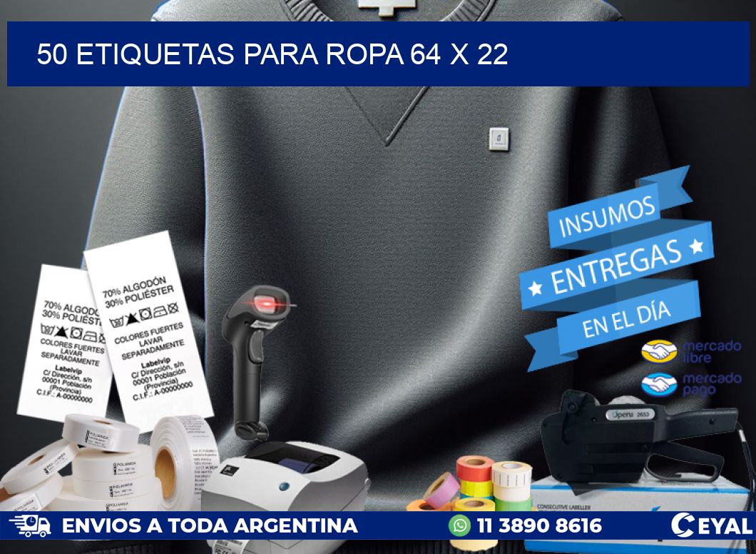 50 ETIQUETAS PARA ROPA 64 x 22