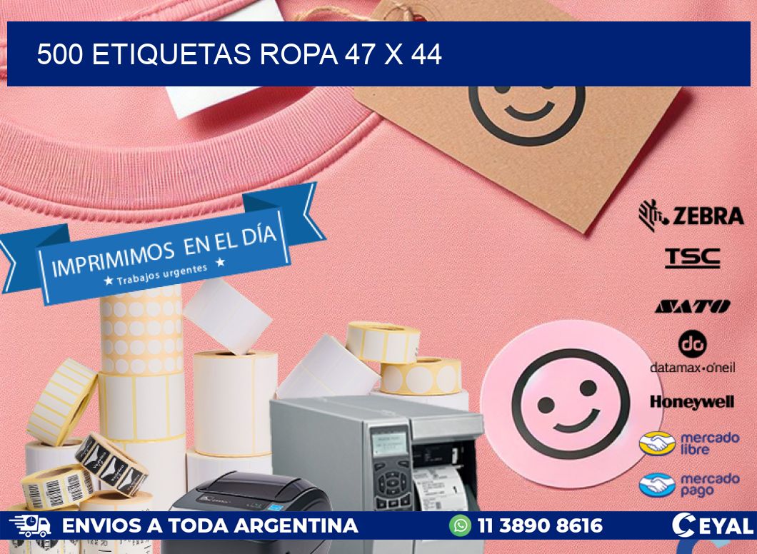 500 ETIQUETAS ROPA 47 x 44