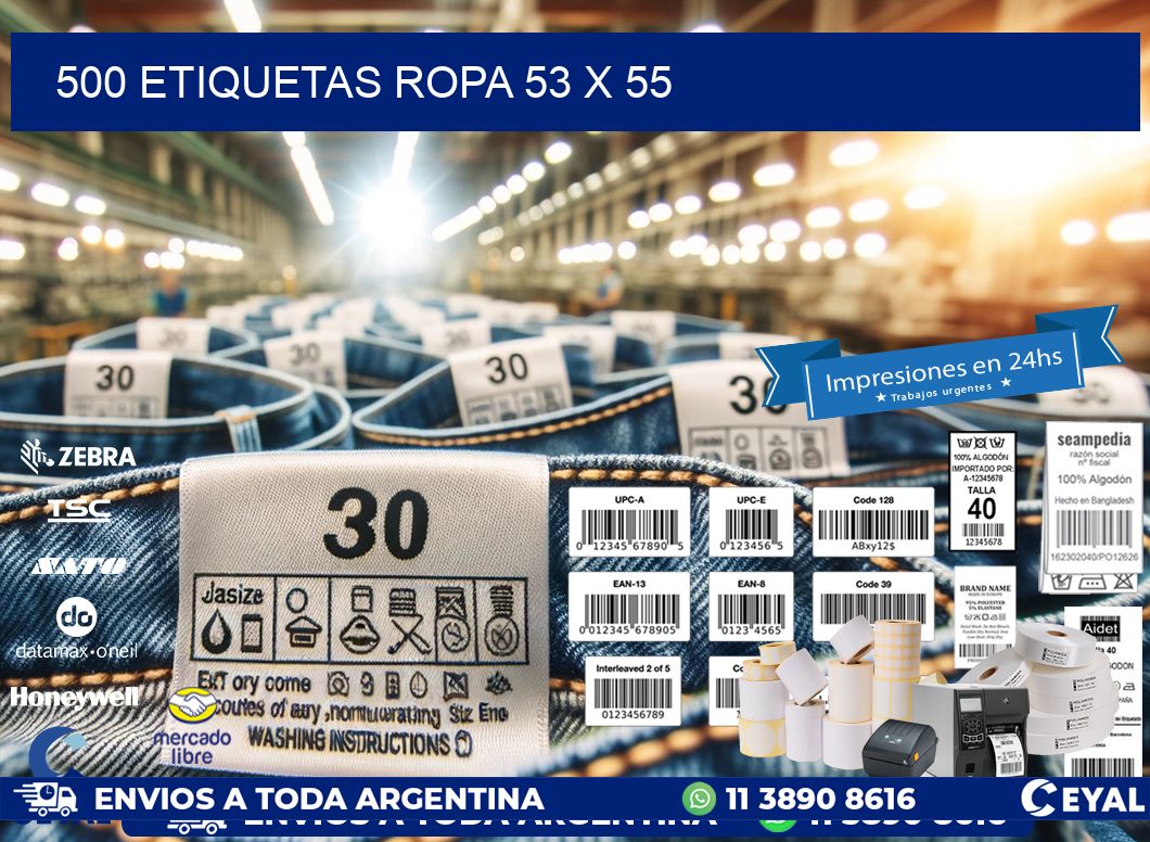 500 ETIQUETAS ROPA 53 x 55