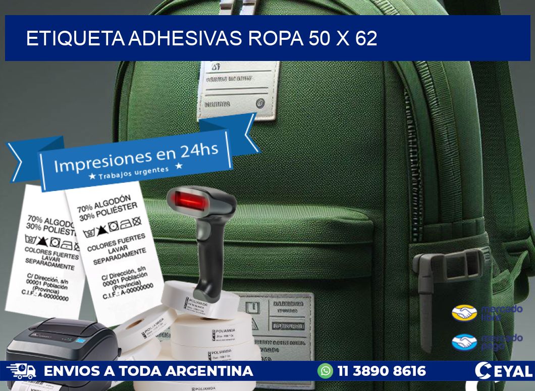 ETIQUETA ADHESIVAS ROPA 50 x 62