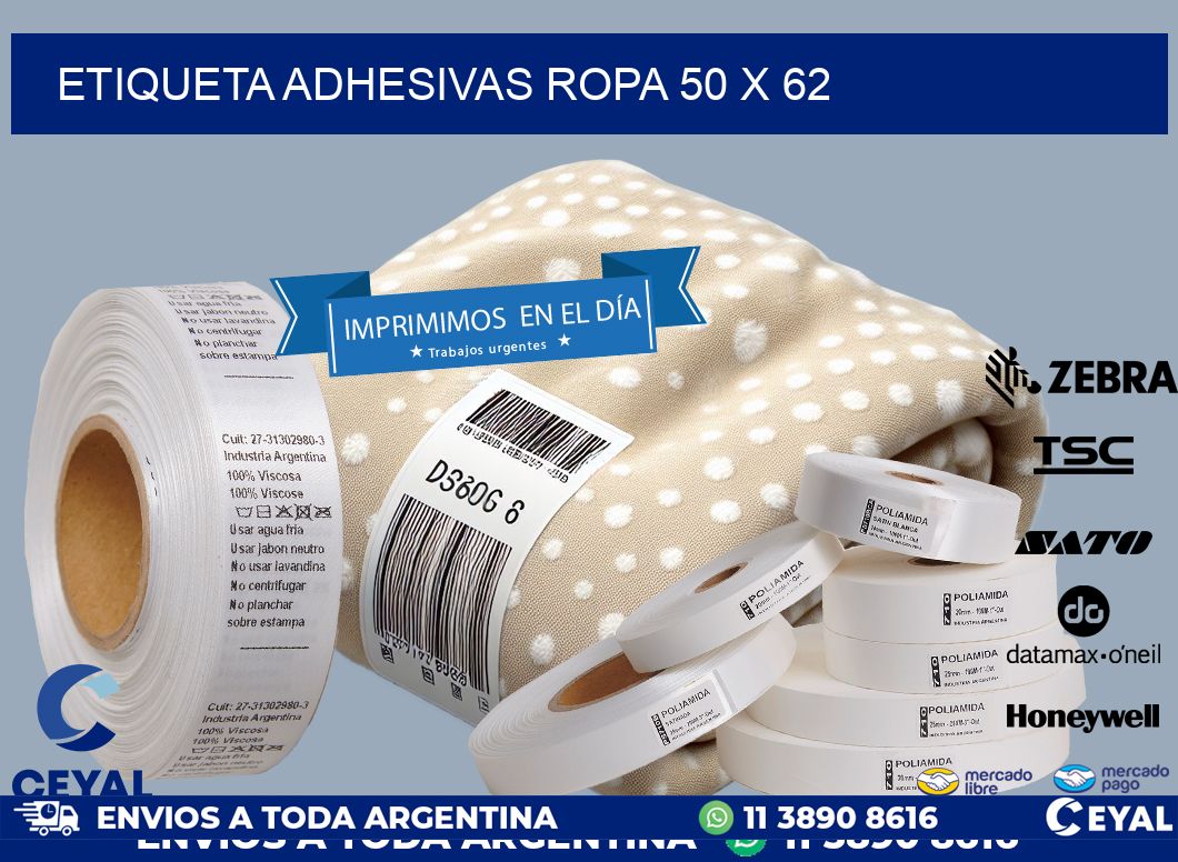 ETIQUETA ADHESIVAS ROPA 50 x 62