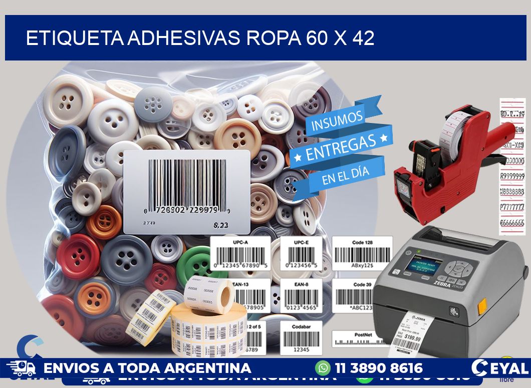 ETIQUETA ADHESIVAS ROPA 60 x 42