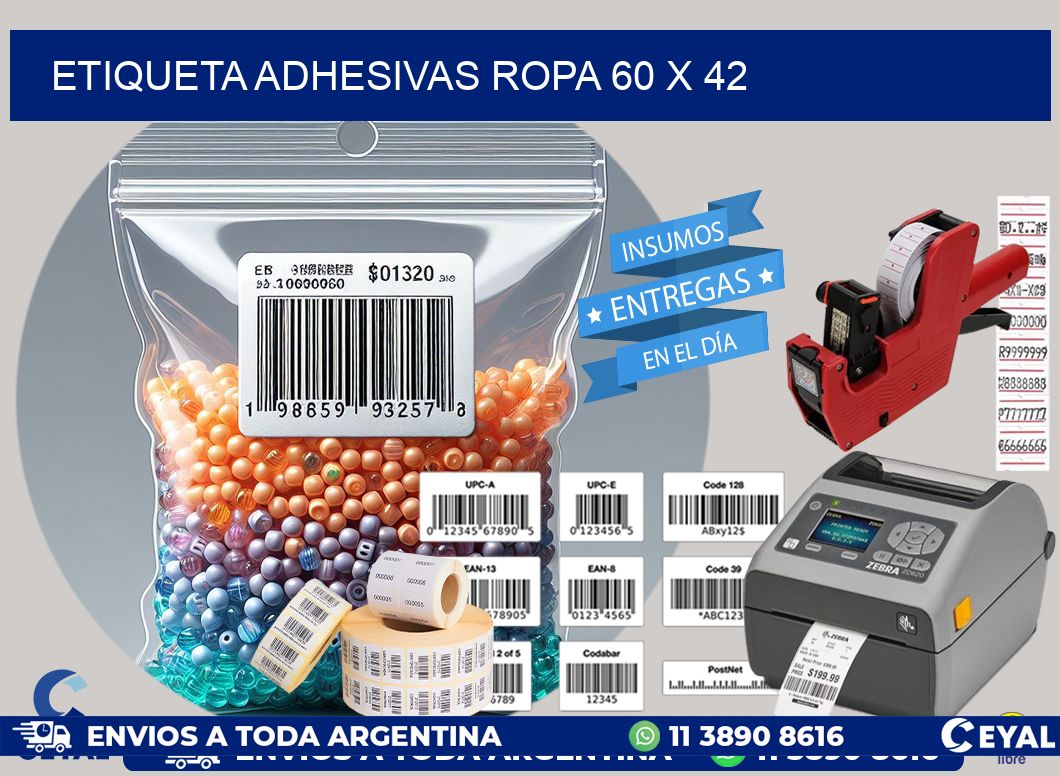 ETIQUETA ADHESIVAS ROPA 60 x 42