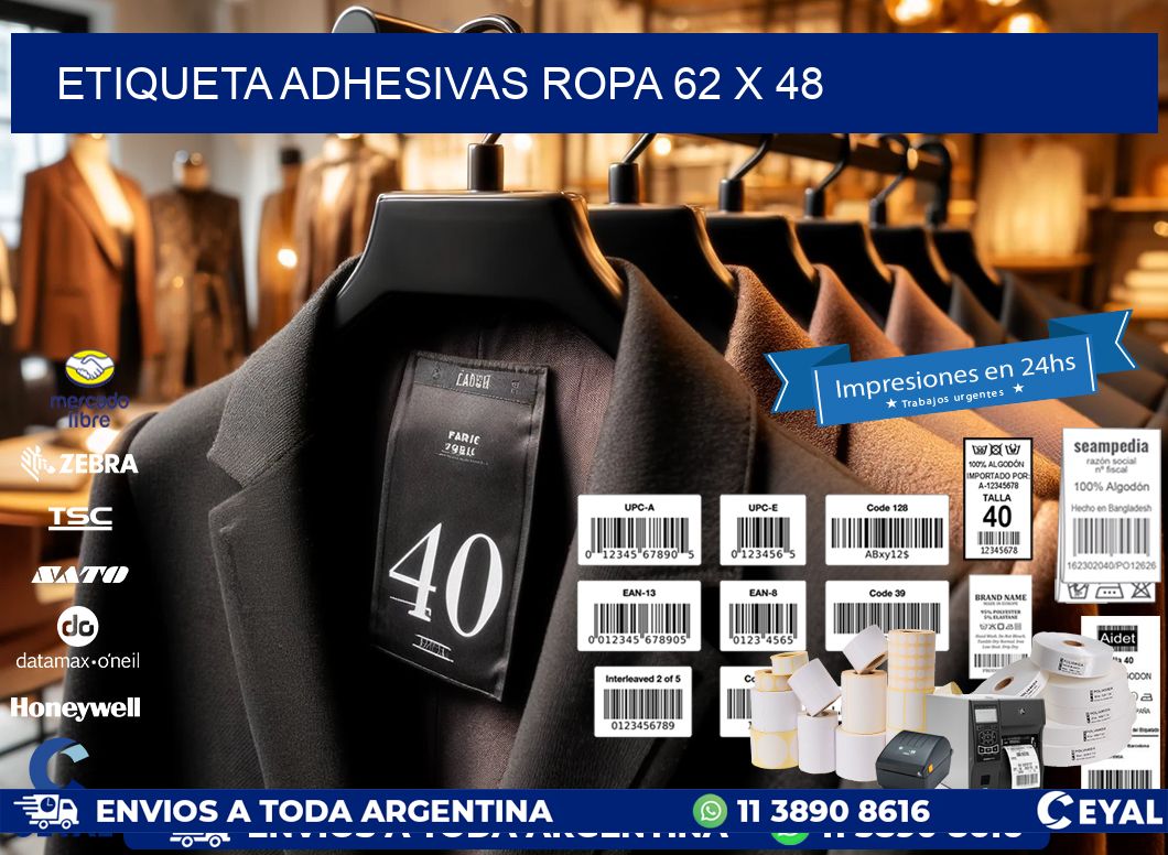 ETIQUETA ADHESIVAS ROPA 62 x 48