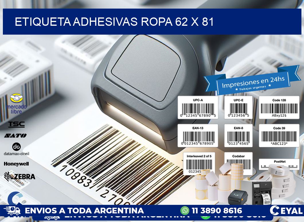 ETIQUETA ADHESIVAS ROPA 62 x 81