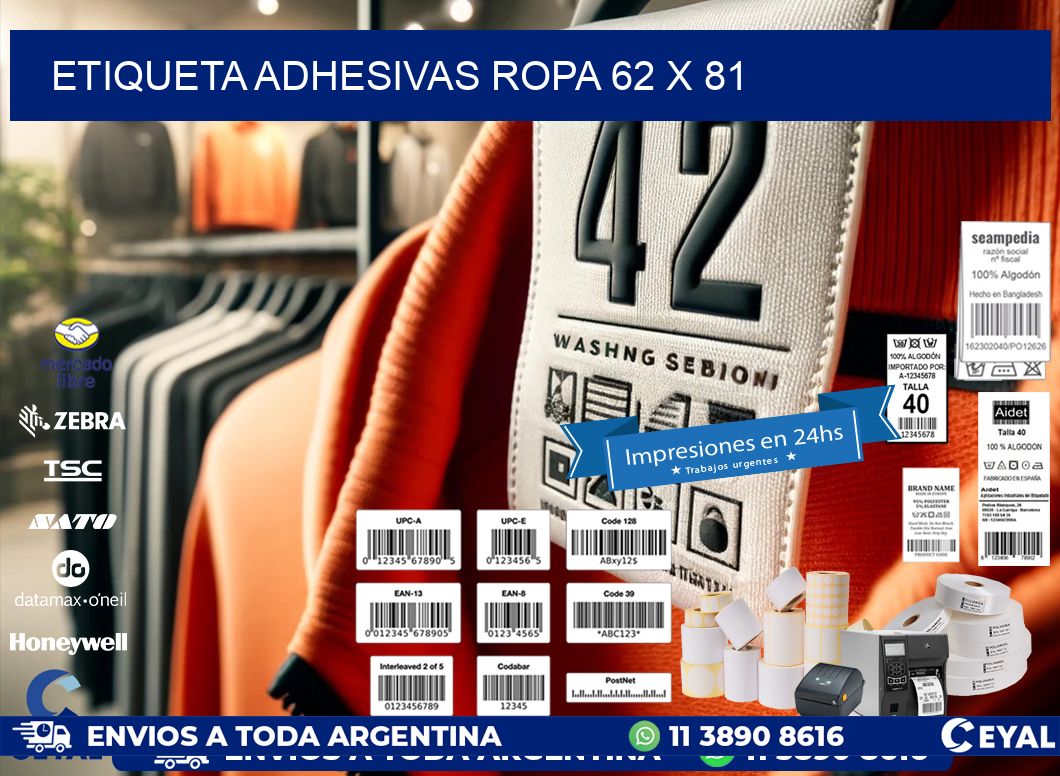 ETIQUETA ADHESIVAS ROPA 62 x 81