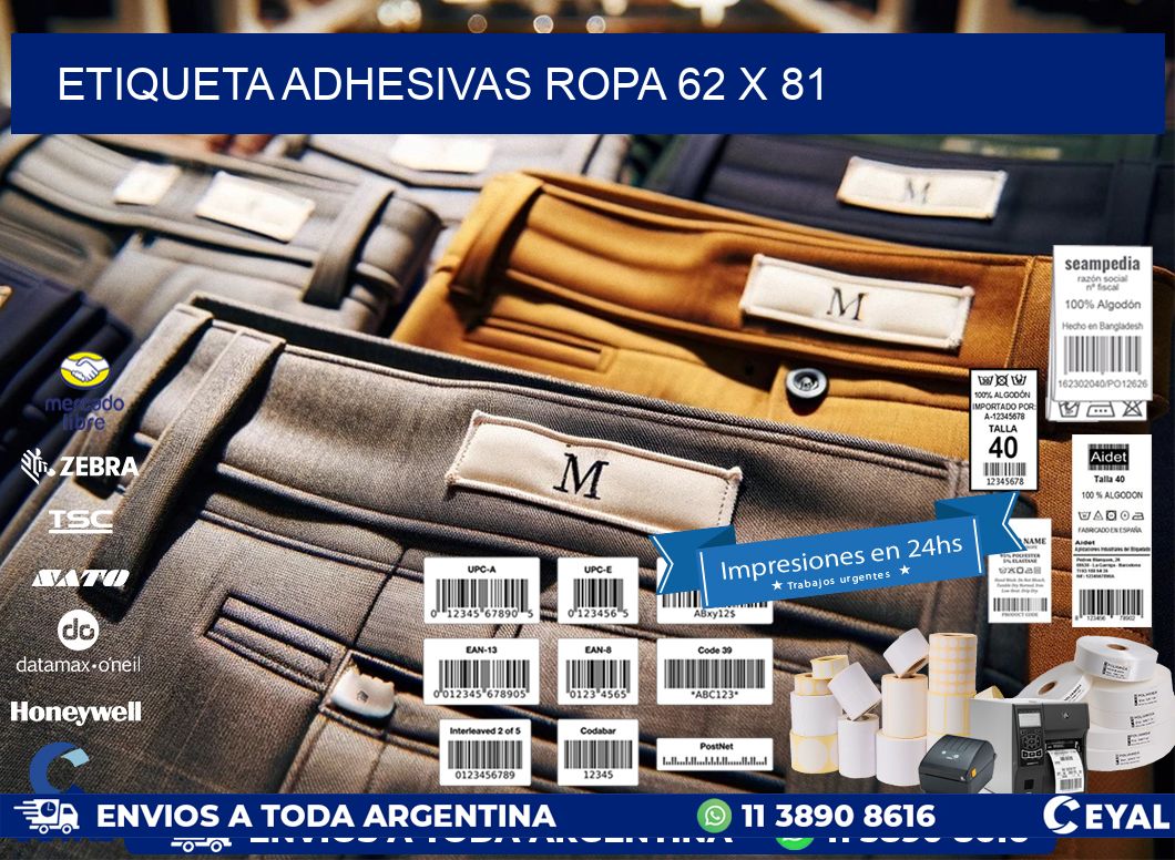 ETIQUETA ADHESIVAS ROPA 62 x 81