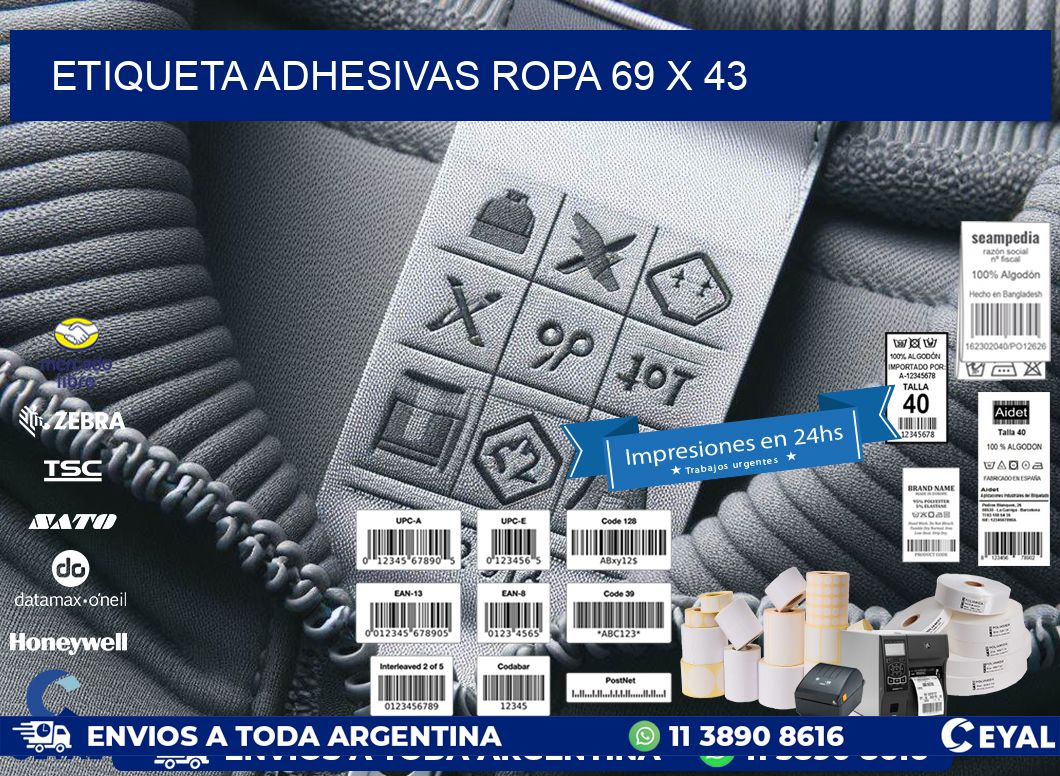 ETIQUETA ADHESIVAS ROPA 69 x 43