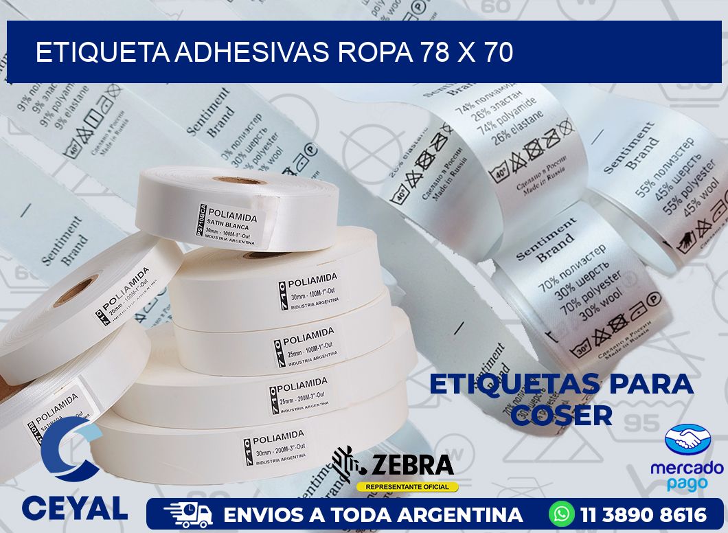 ETIQUETA ADHESIVAS ROPA 78 x 70