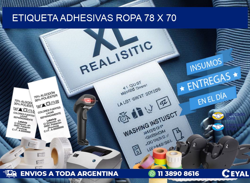 ETIQUETA ADHESIVAS ROPA 78 x 70