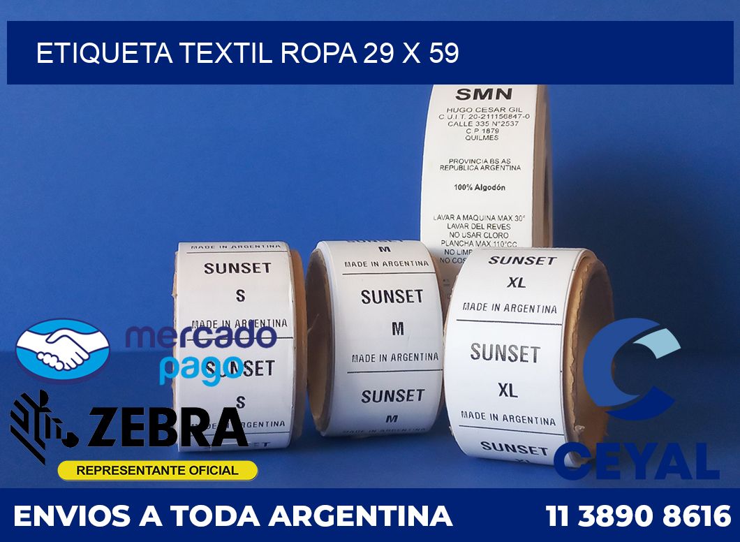 ETIQUETA TEXTIL ROPA 29 x 59