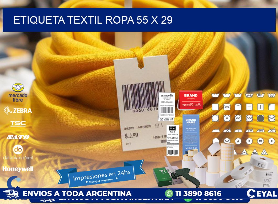 ETIQUETA TEXTIL ROPA 55 x 29