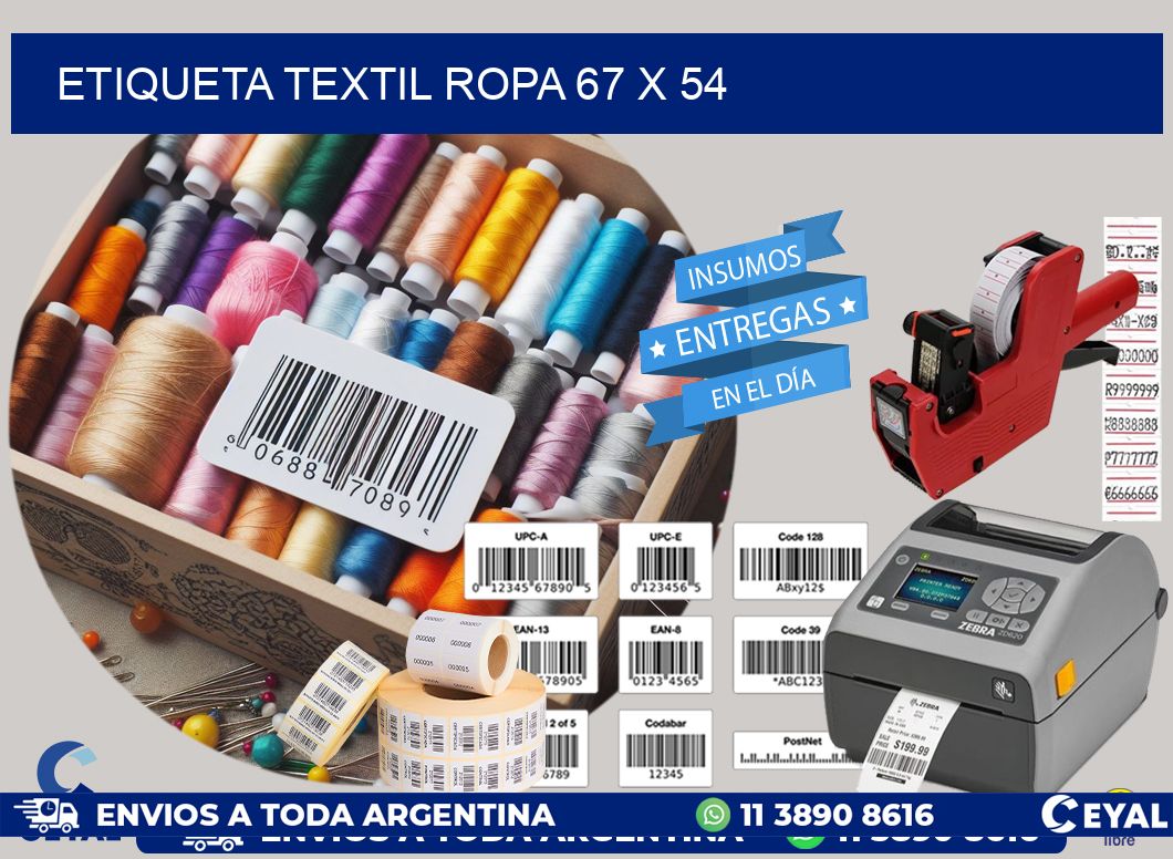 ETIQUETA TEXTIL ROPA 67 x 54