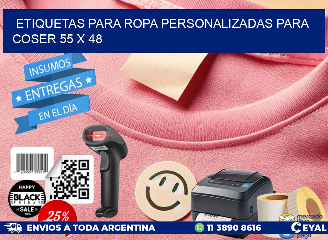 ETIQUETAS PARA ROPA PERSONALIZADAS PARA COSER 55 x 48