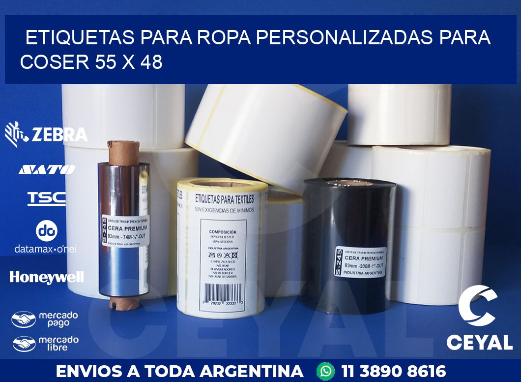 ETIQUETAS PARA ROPA PERSONALIZADAS PARA COSER 55 x 48