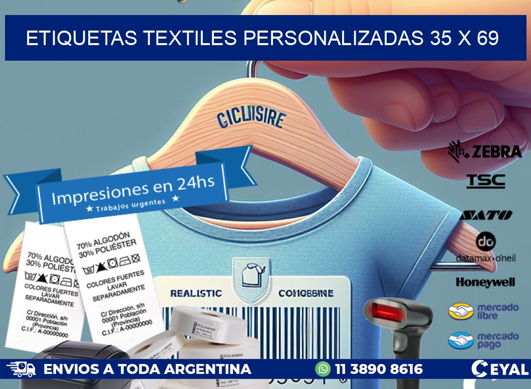 ETIQUETAS TEXTILES PERSONALIZADAS 35 x 69