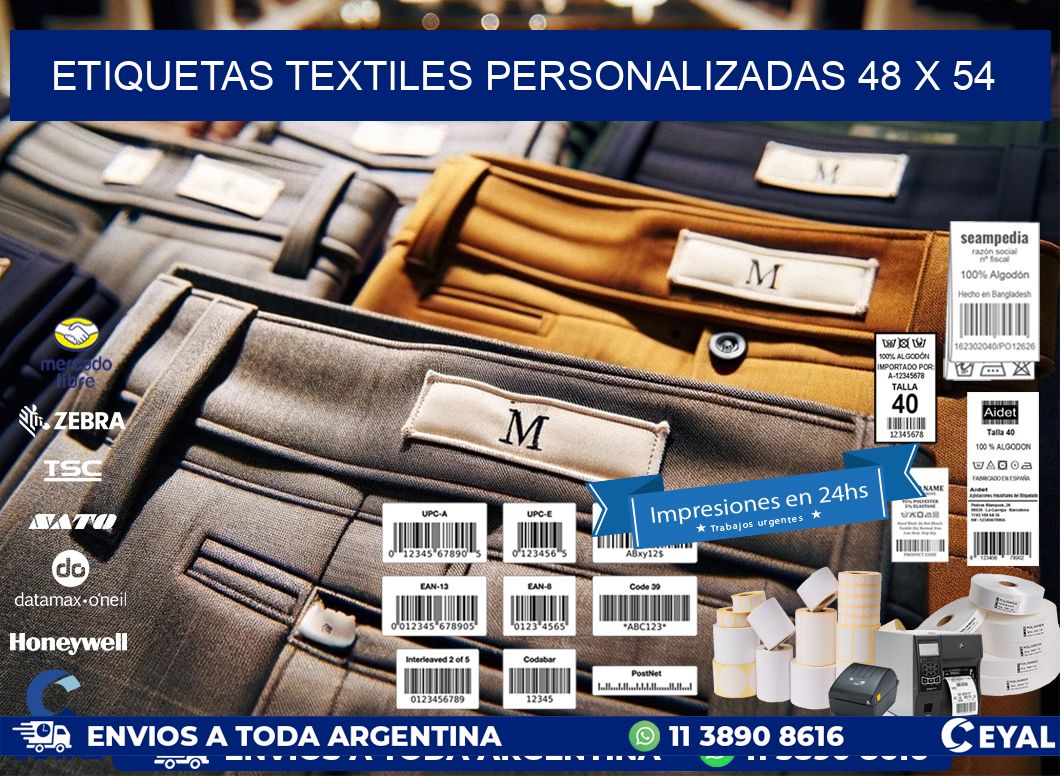 ETIQUETAS TEXTILES PERSONALIZADAS 48 x 54