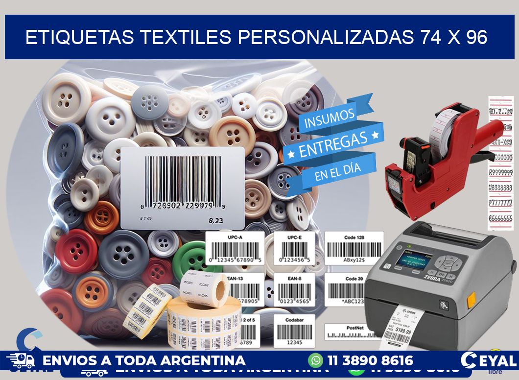 ETIQUETAS TEXTILES PERSONALIZADAS 74 x 96