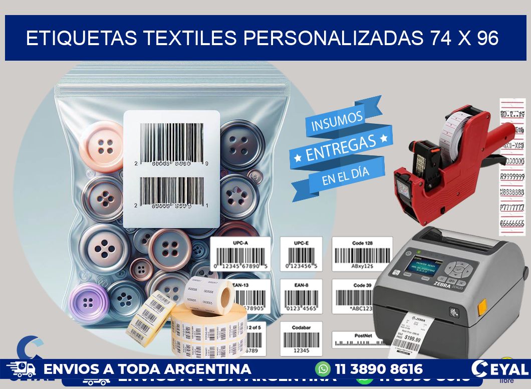 ETIQUETAS TEXTILES PERSONALIZADAS 74 x 96