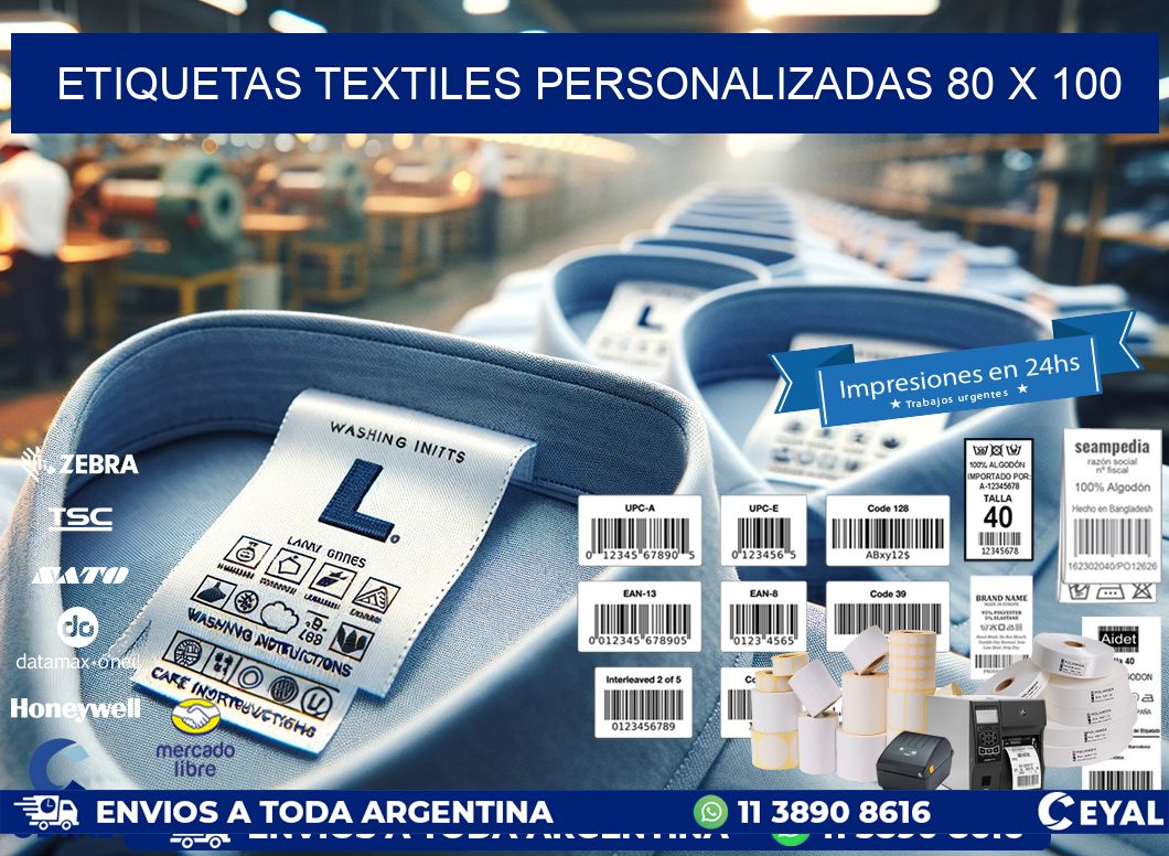 ETIQUETAS TEXTILES PERSONALIZADAS 80 x 100