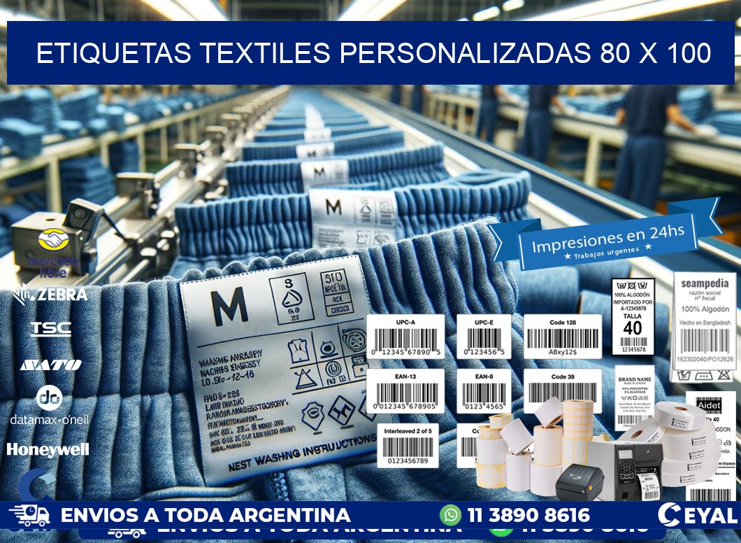 ETIQUETAS TEXTILES PERSONALIZADAS 80 x 100