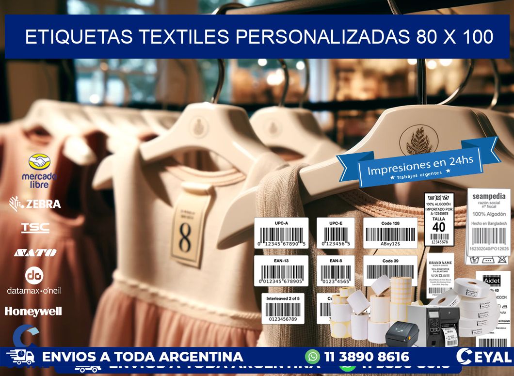 ETIQUETAS TEXTILES PERSONALIZADAS 80 x 100