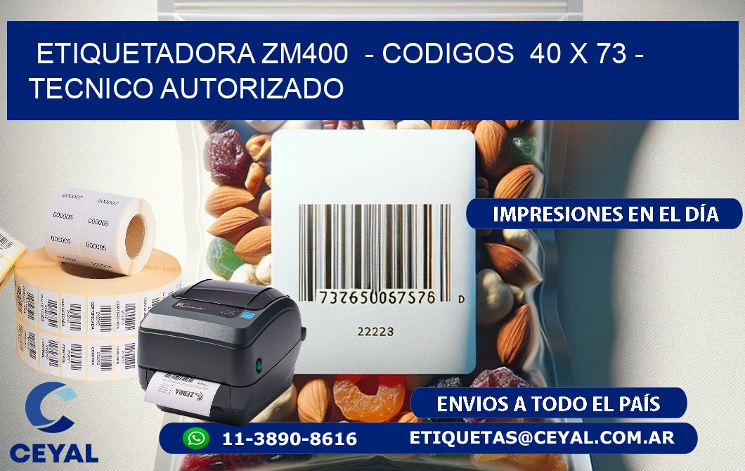 ETIQUETADORA ZM400  - CODIGOS  40 x 73 - TECNICO AUTORIZADO