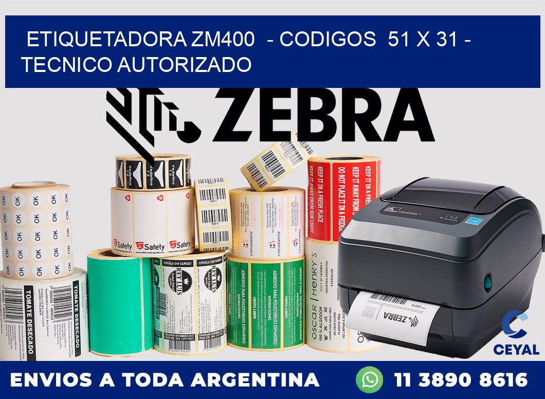 ETIQUETADORA ZM400  - CODIGOS  51 x 31 - TECNICO AUTORIZADO