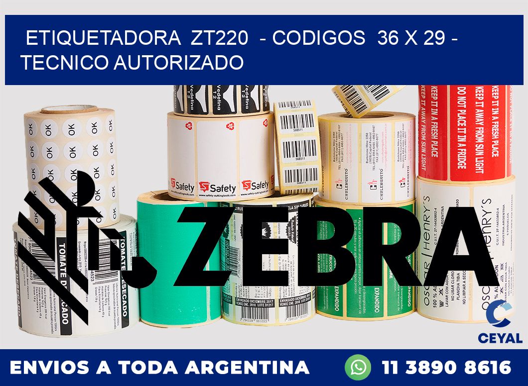 ETIQUETADORA  ZT220  - CODIGOS  36 x 29 - TECNICO AUTORIZADO