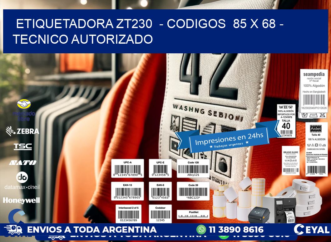 ETIQUETADORA ZT230  - CODIGOS  85 x 68 - TECNICO AUTORIZADO