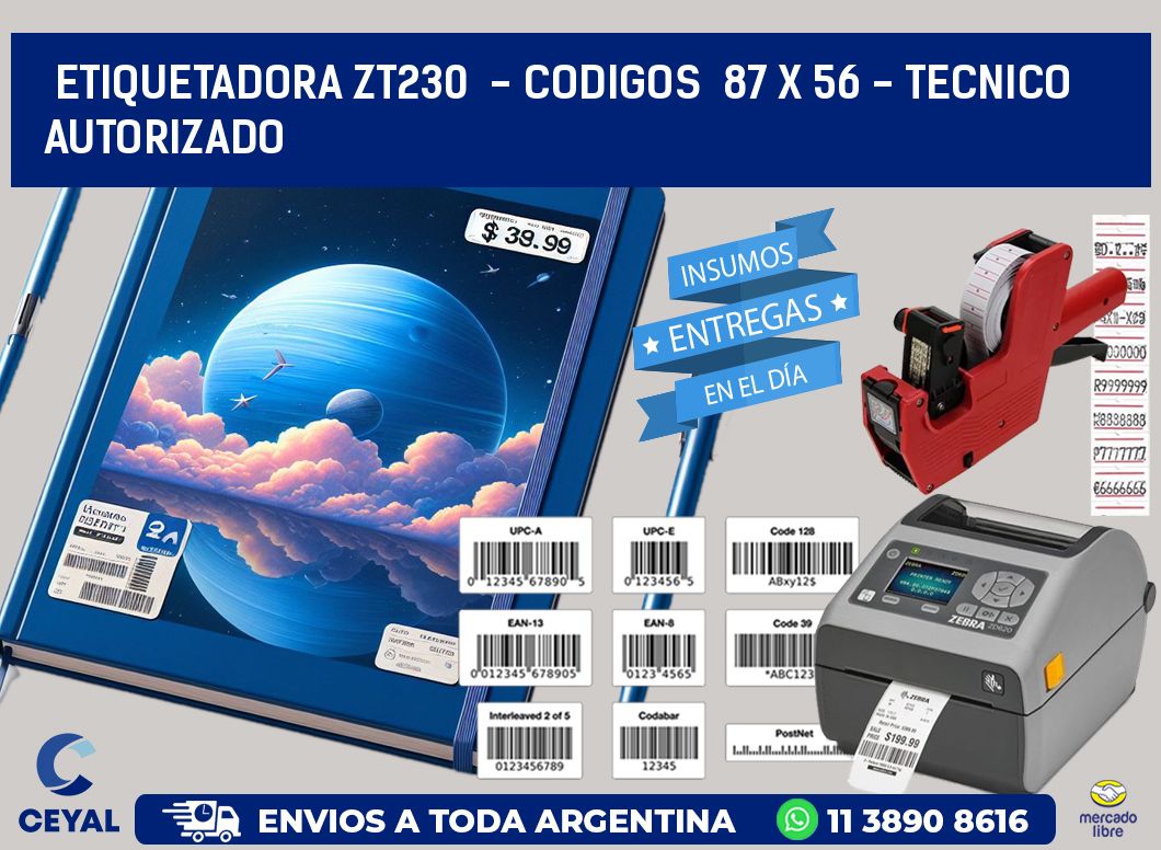 ETIQUETADORA ZT230  - CODIGOS  87 x 56 - TECNICO AUTORIZADO