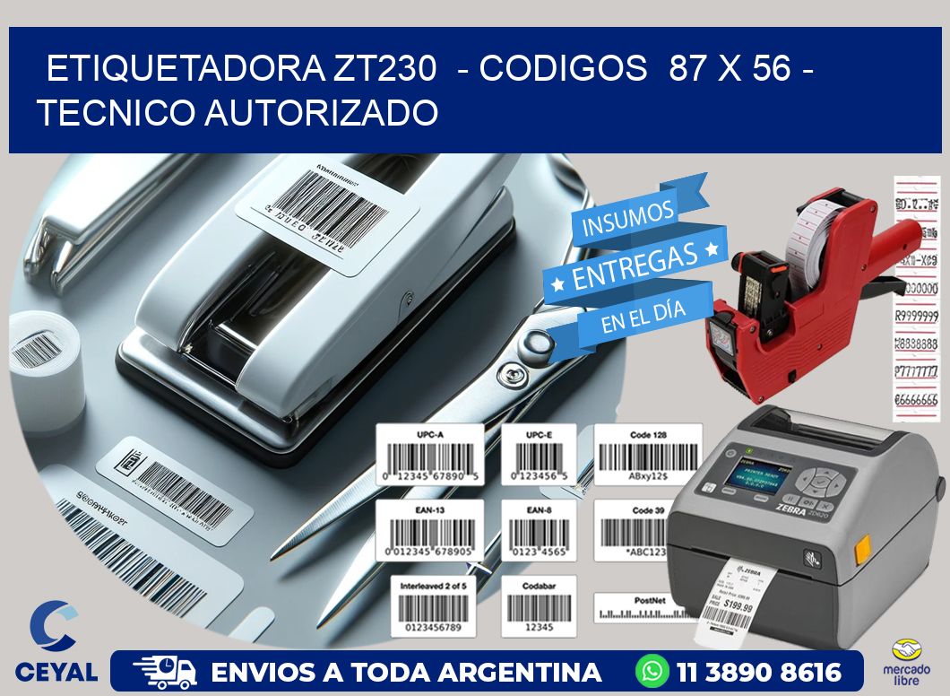 ETIQUETADORA ZT230  - CODIGOS  87 x 56 - TECNICO AUTORIZADO