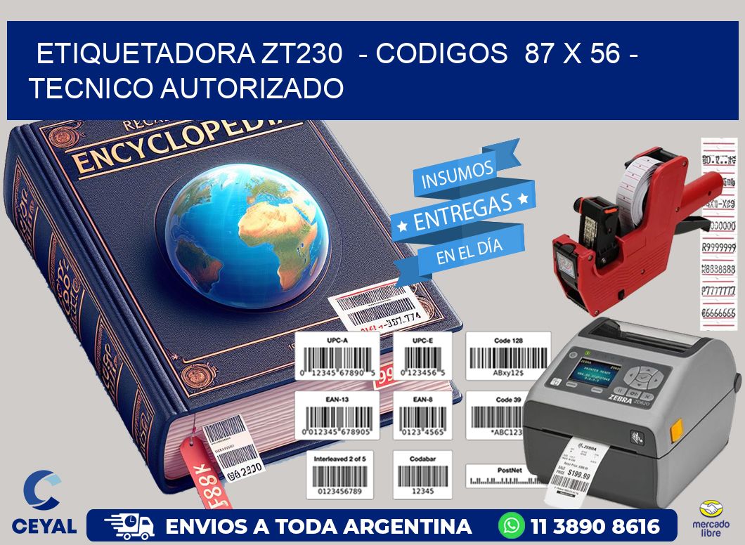 ETIQUETADORA ZT230  – CODIGOS  87 x 56 – TECNICO AUTORIZADO