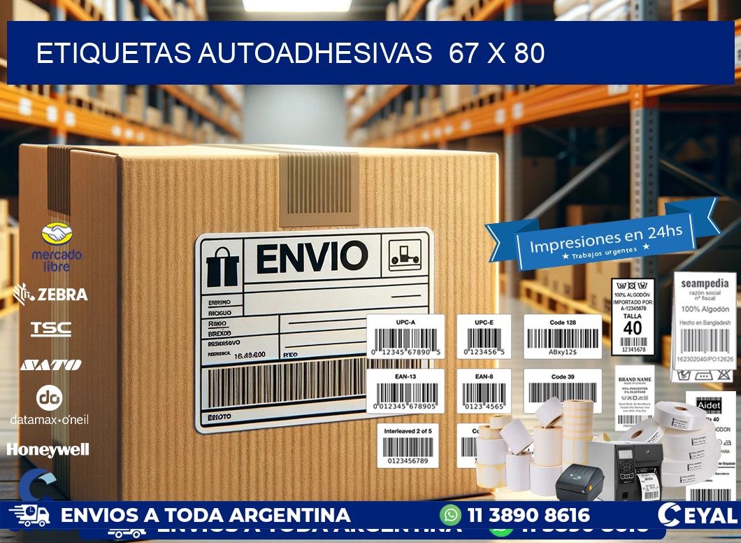 ETIQUETAS AUTOADHESIVAS  67 x 80