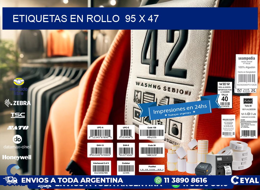 ETIQUETAS EN ROLLO 95 x 47