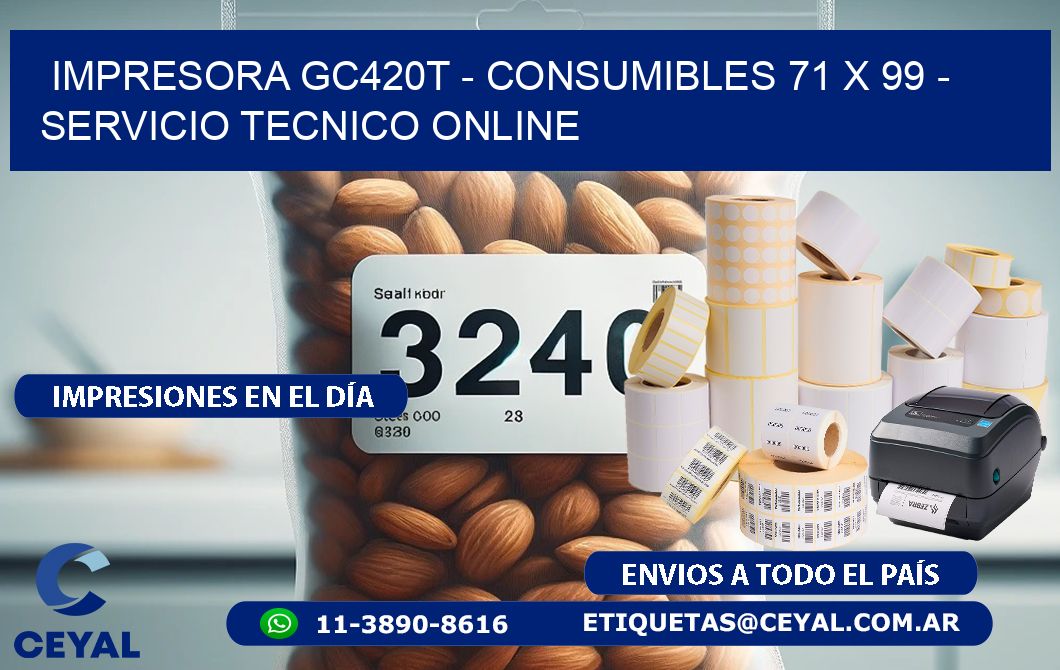 IMPRESORA GC420T - CONSUMIBLES 71 x 99 - SERVICIO TECNICO ONLINE
