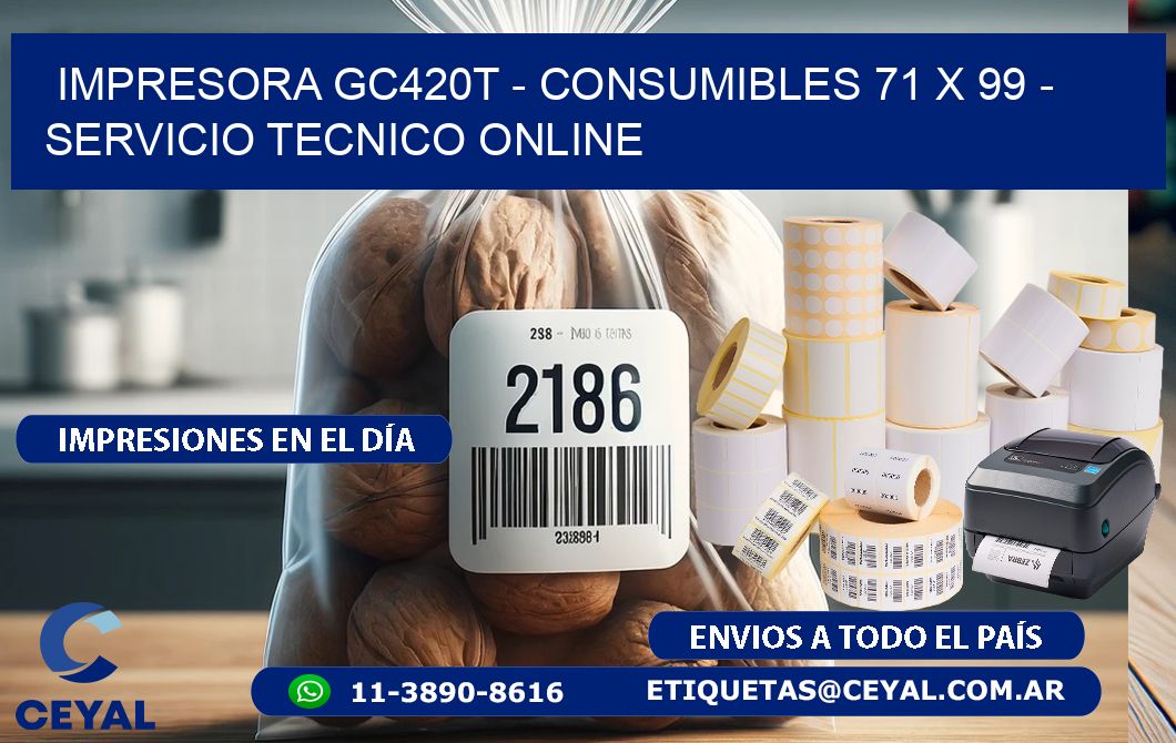 IMPRESORA GC420T – CONSUMIBLES 71 x 99 – SERVICIO TECNICO ONLINE