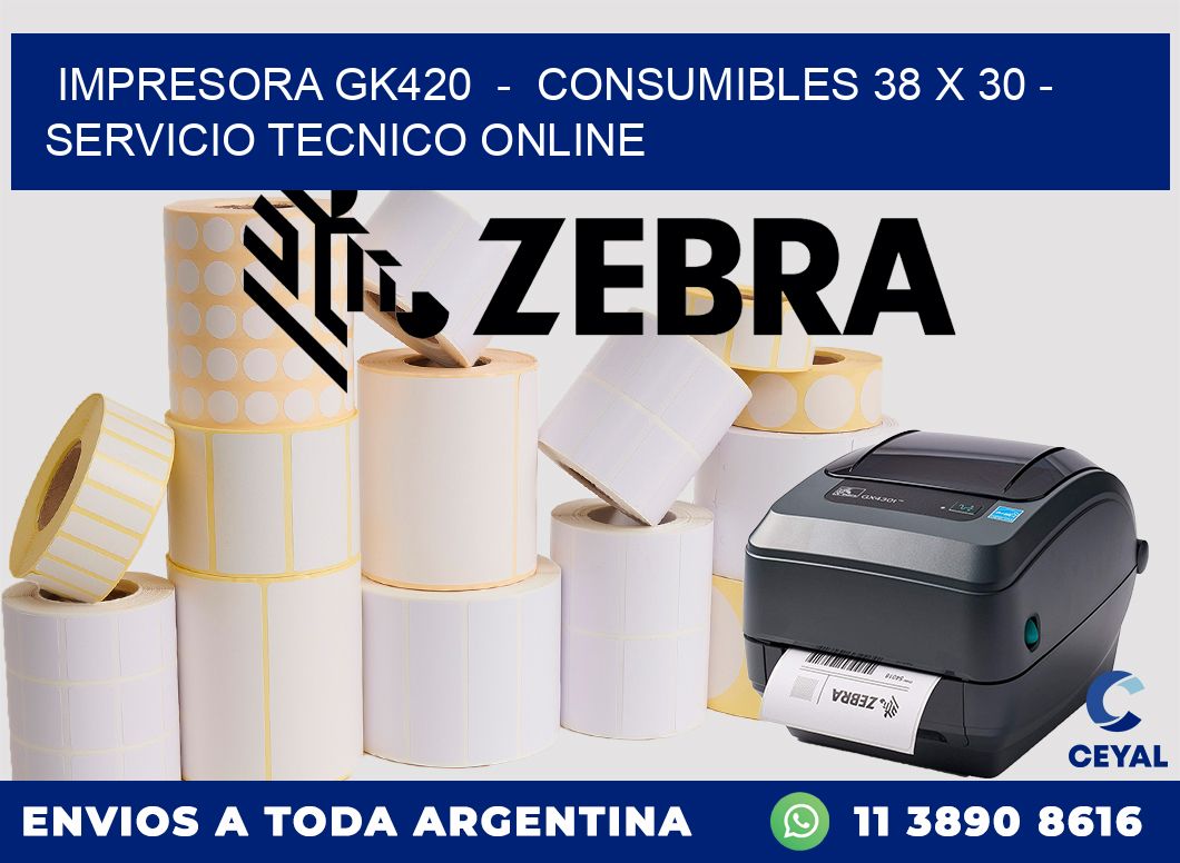 IMPRESORA GK420  -  CONSUMIBLES 38 x 30 - SERVICIO TECNICO ONLINE