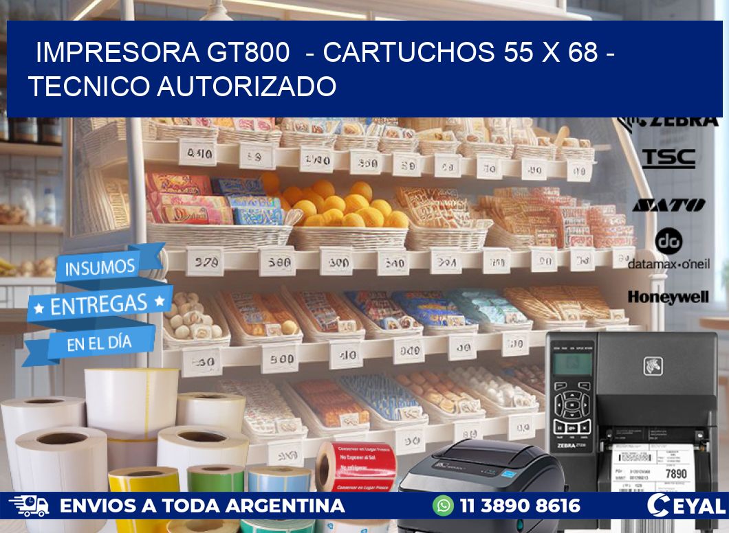 IMPRESORA GT800  - CARTUCHOS 55 x 68 - TECNICO AUTORIZADO