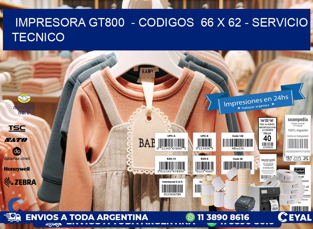 IMPRESORA GT800  - CODIGOS  66 x 62 - SERVICIO TECNICO