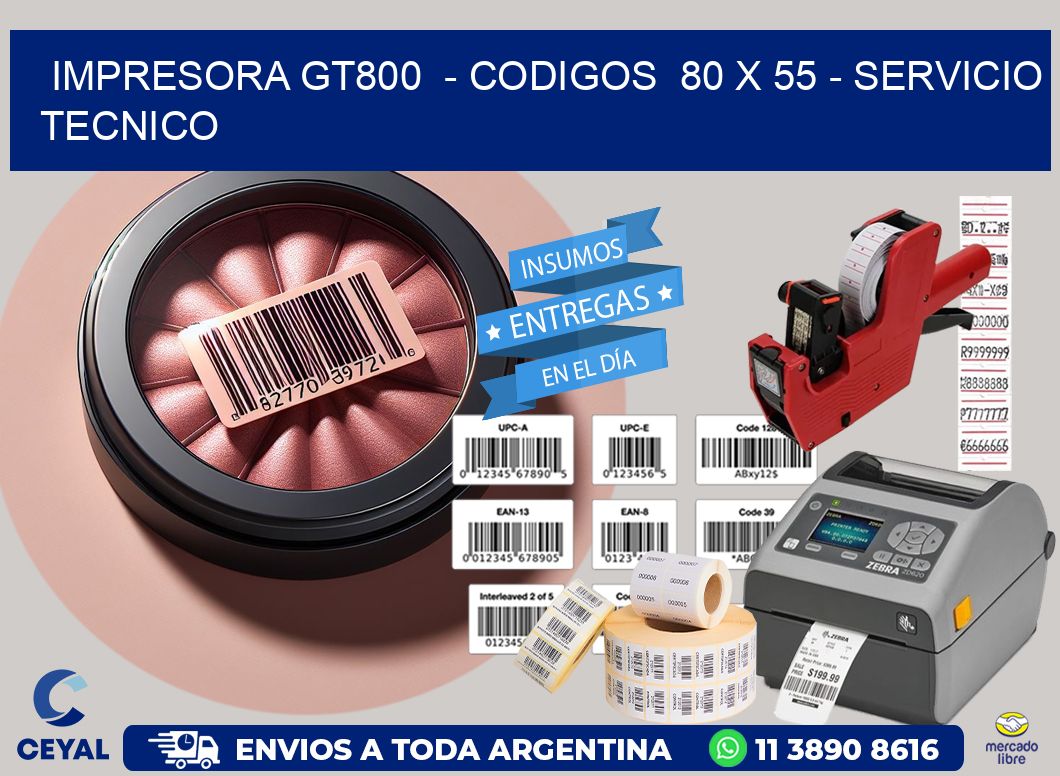 IMPRESORA GT800  - CODIGOS  80 x 55 - SERVICIO TECNICO