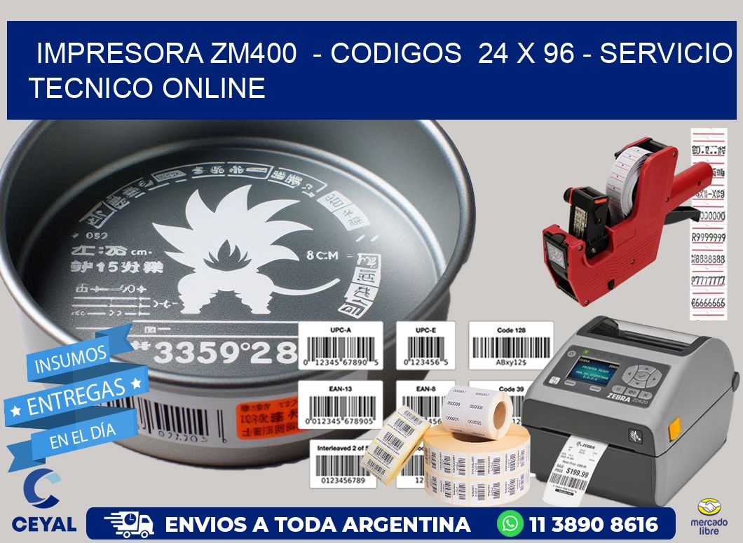 IMPRESORA ZM400  - CODIGOS  24 x 96 - SERVICIO TECNICO ONLINE