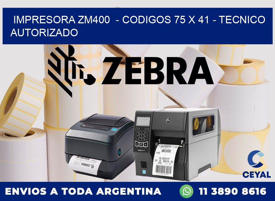 IMPRESORA ZM400  - CODIGOS 75 x 41 - TECNICO AUTORIZADO