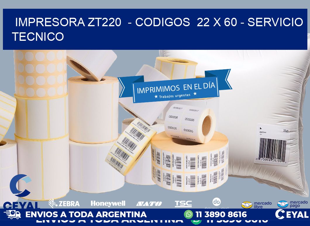 IMPRESORA ZT220  - CODIGOS  22 x 60 - SERVICIO TECNICO