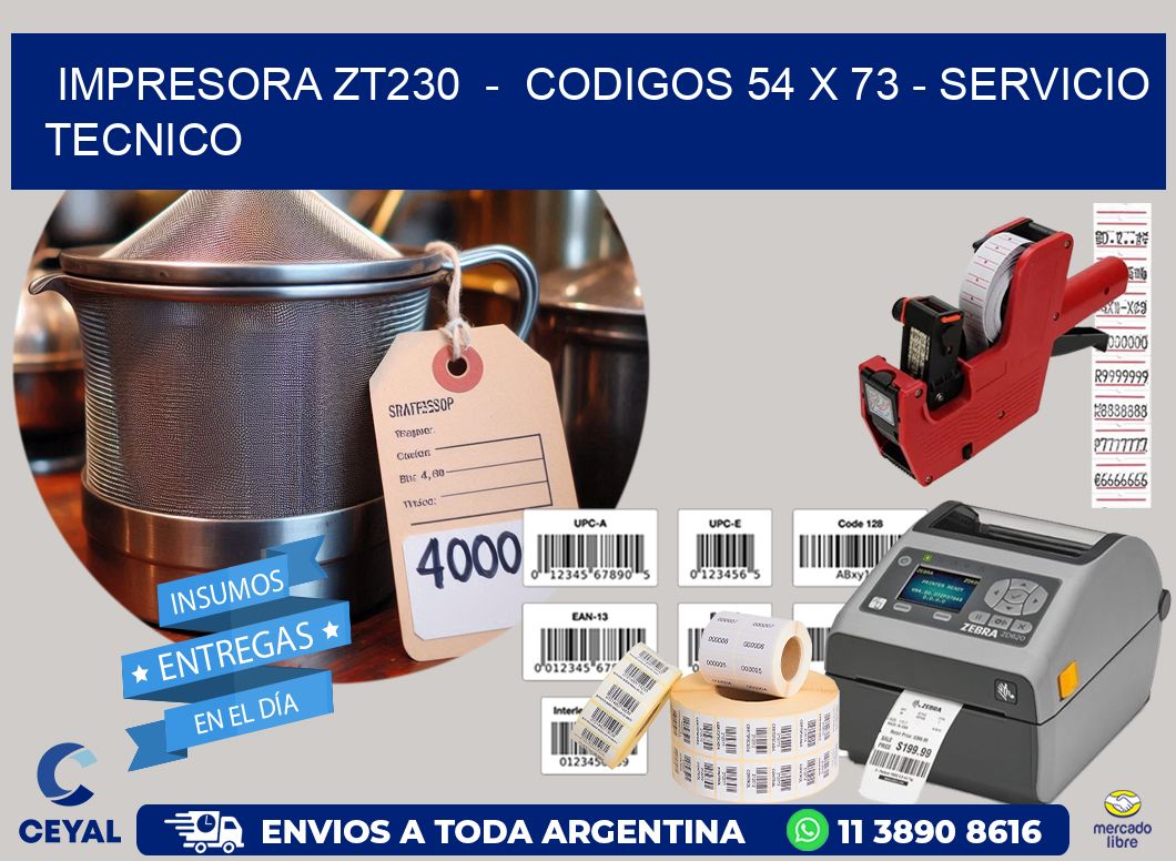 IMPRESORA ZT230  –  CODIGOS 54 x 73 – SERVICIO TECNICO