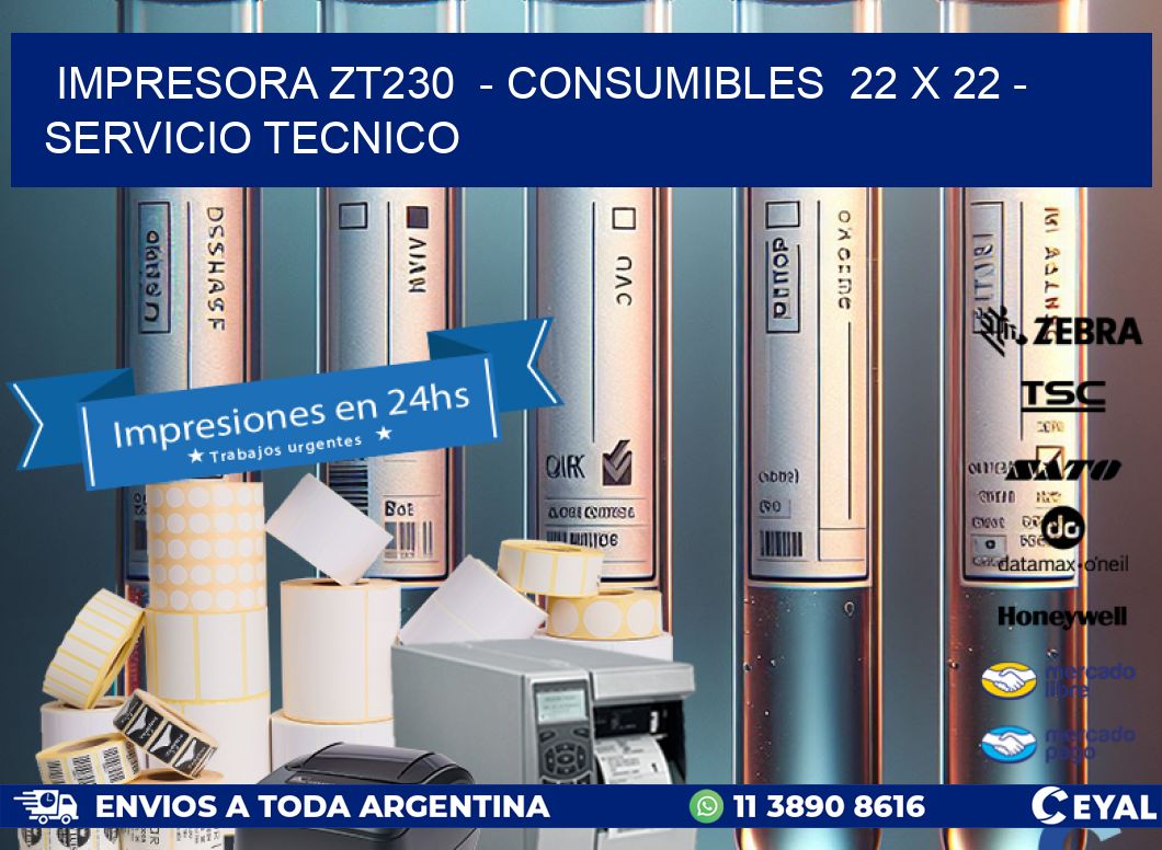 IMPRESORA ZT230  - CONSUMIBLES  22 x 22 - SERVICIO TECNICO