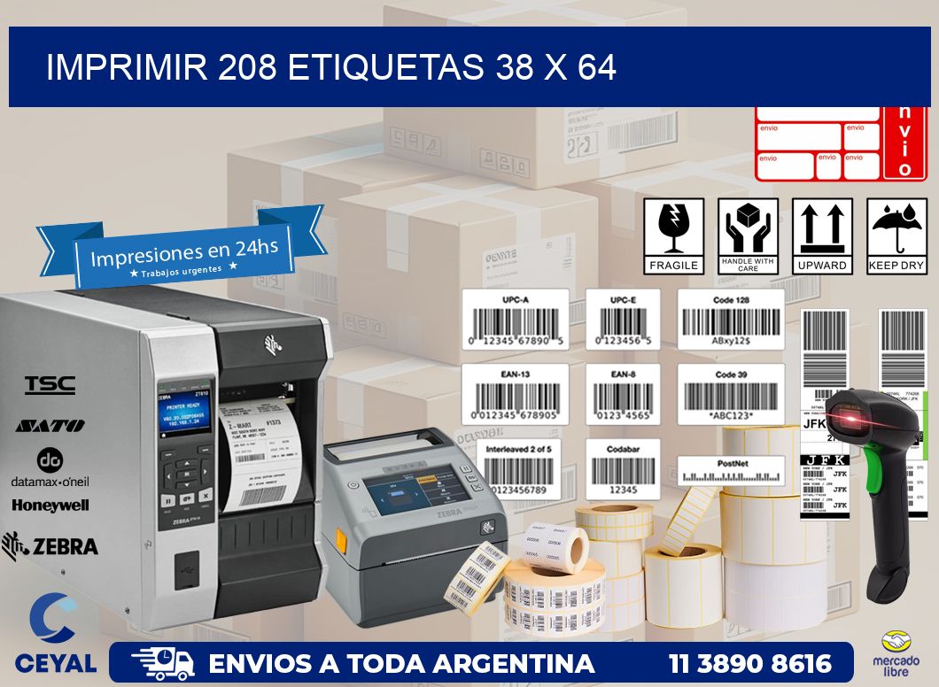 IMPRIMIR 208 ETIQUETAS 38 x 64